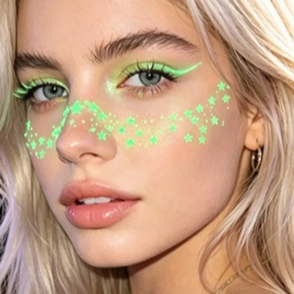 DIY Face Temporary Tattoo Star Heart Sparkle Luminous Freckle Tattoo Convenient Long Lasting Face Tattoo Sticker Make Up