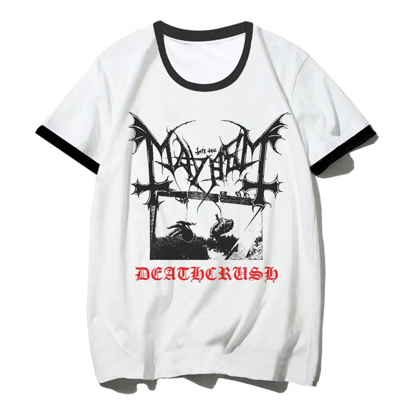 Mayhem Top Tees Clothes Men Y2k Casual Streetwear 2022 White T Shirt Top Tees White T Shirt Hip Hop Graphic Tees Male