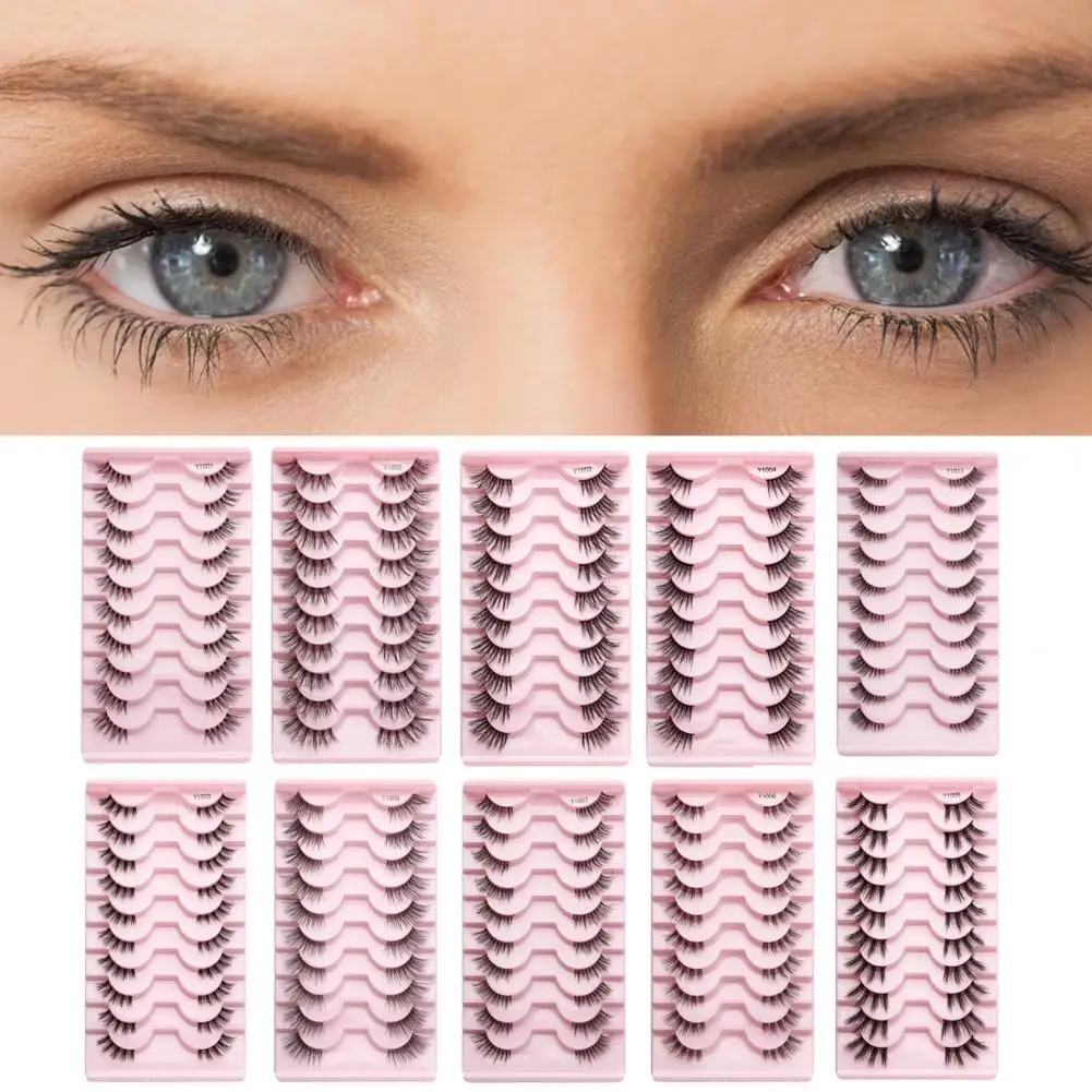 10 Pairs Exquisite Non-irritating Artificial Lashes Natural Curl Artificial Fiber Hair Makeup Eyelash Eyelash Planting