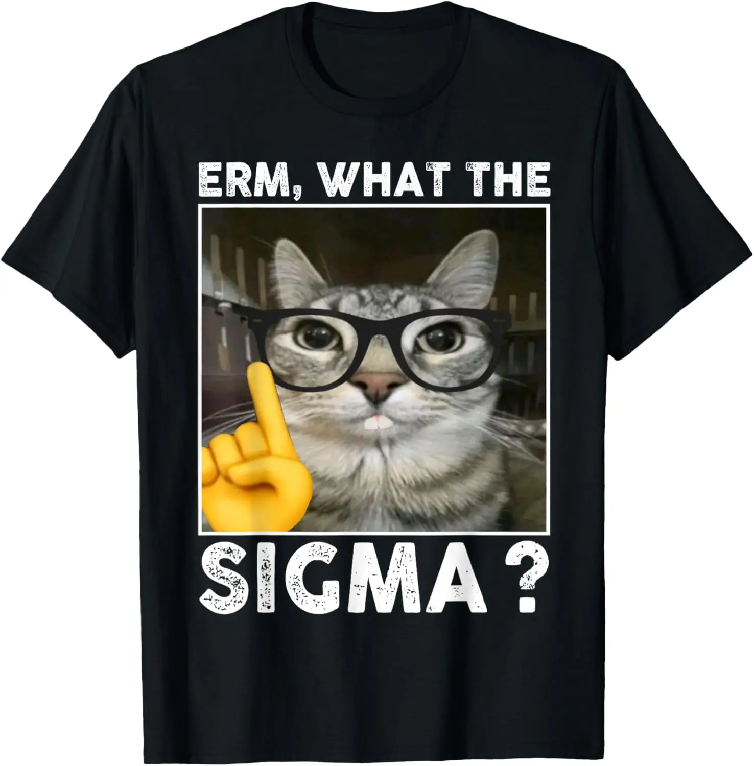 Erm, What The Sigma? Meme Funny Cat With Sunglasses T-Shirt 100% Cotton Trendy Y2K Short-Sleeve Tee-Soft, Quick-Drying,