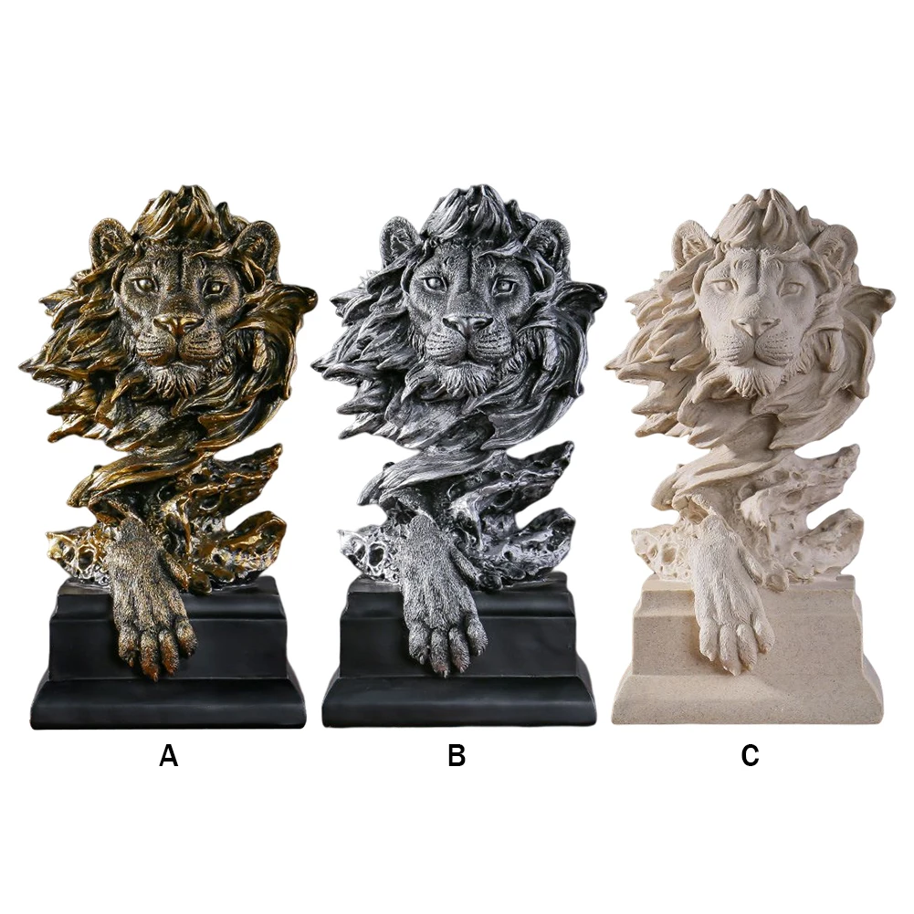 Lion Head Statue Sculptures Art Crafts Nordic Style Sculpture Home Decor Accents Easy To Clean for Home Living Room Bedroom