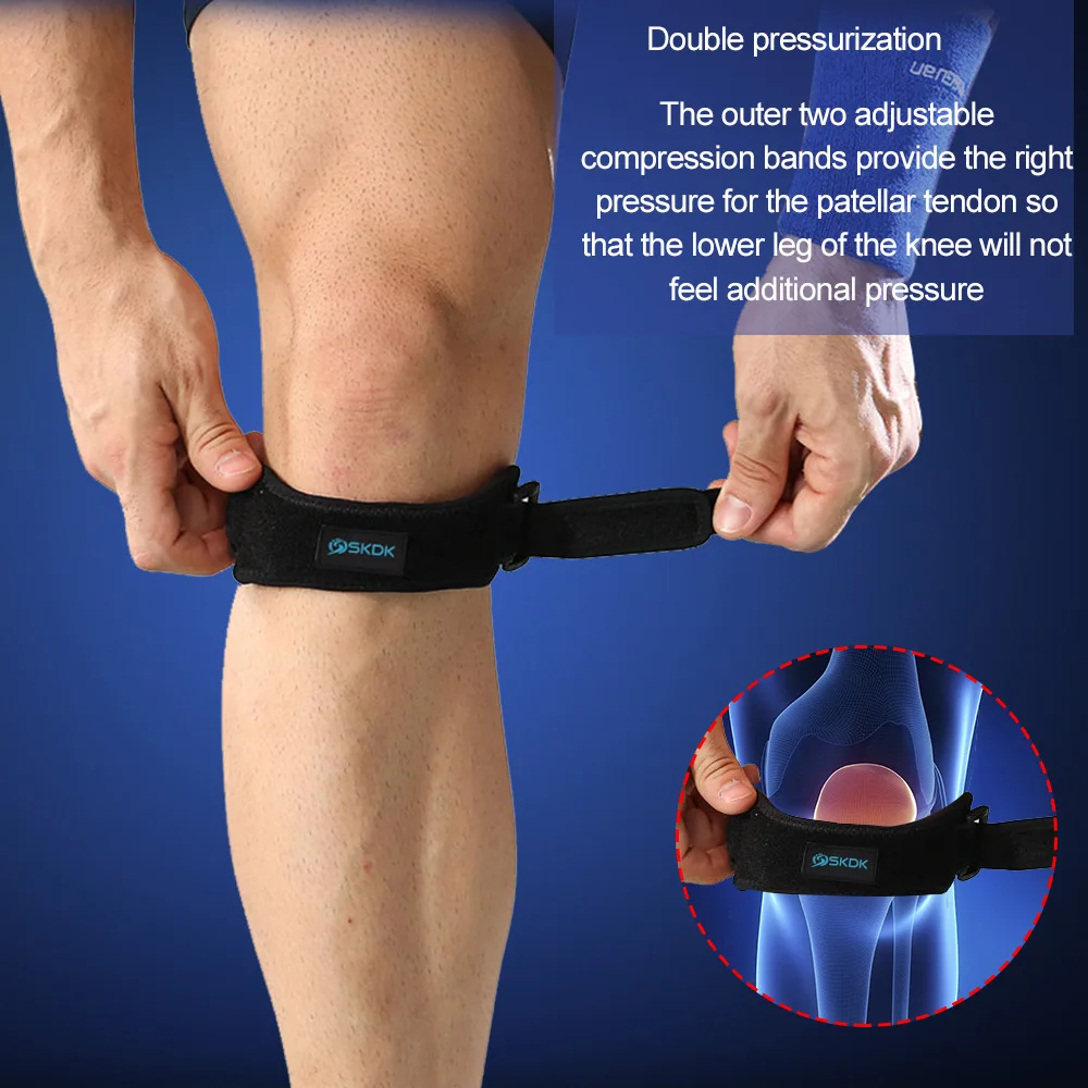 Patella Knee Strap Adjustable Knee Brace Patellar Tendon Stabilizer Support Band for Soccer Basketball Running Jumper Gym Squat