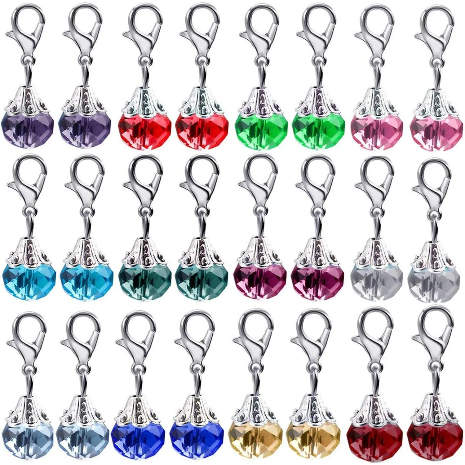 

Подвески на клипсе, 24 шт., подвеска-подвеска с кристаллами и застежкой-когтем омара для изготовления ювелирных изделий - 12 цветов
