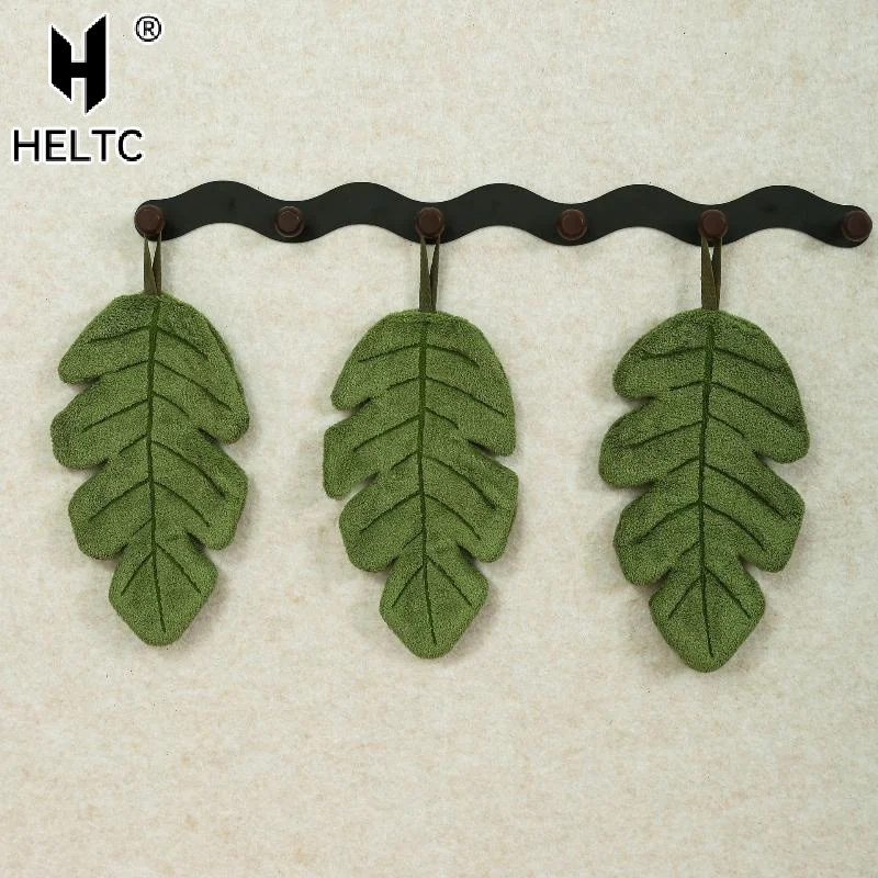 Banana Leaf Shape Hanging Hand Towel Thick Coral Velvet Absorbent Quick Dry Kitchen Bathroom Decor Towel