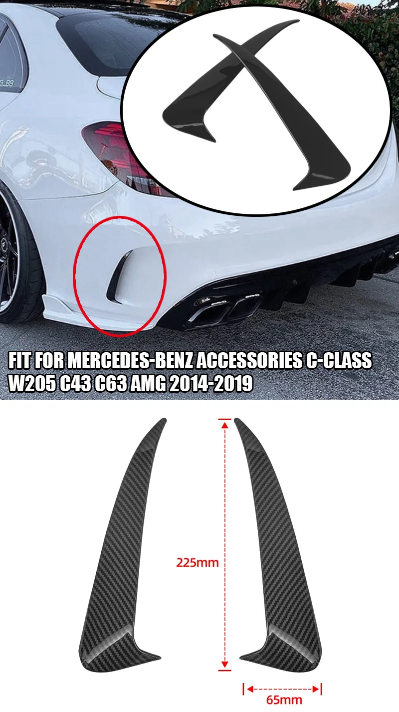 Fit Für Mercedes-Benz C-Klasse W205 C43 C63 AMG 2014-2019 Hinten Stoßstange Spoiler Seite Canard Air Vent Abdeckung Einsätze Zubehör – Detail 1