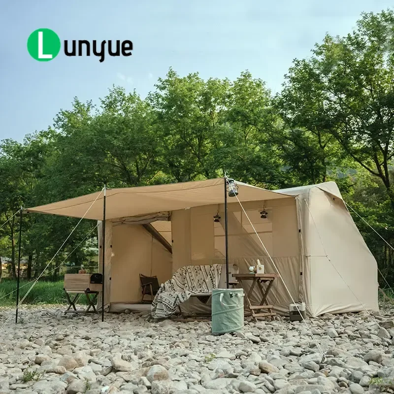 Custom Retro Inflatable Tent One Bedroom One Living Room Quick Open Light Luxury Outdoor Camping Family Use Durable