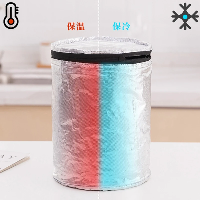 Oxford Cloth Portable Cylindrical Lunch Bag Thermal Cooler Bag Large Capacity Waterproof Picnic Meal Bag Ice Pack for School