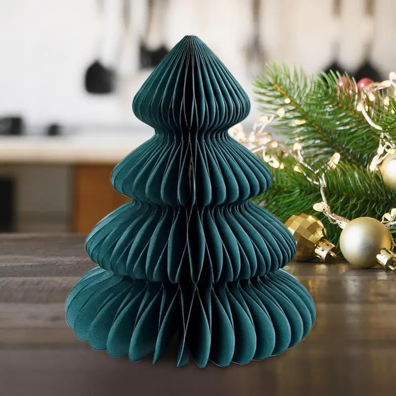 Paper Honey Comb Christmas Tree Christmas Centerpieces for Desktop Colorful Cute Holiday Decor Festival Centerpieces for Party