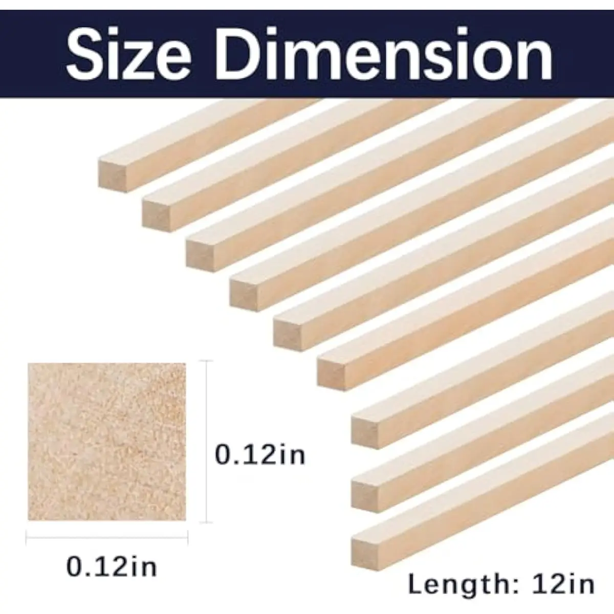 300 Pcs Balsa Wood Sticks 1/8 x 1/8 x 12 Inch balsa Wood Strips Hardwood Square Dowels balsa Wood dowels Unfinished Wooden Strip