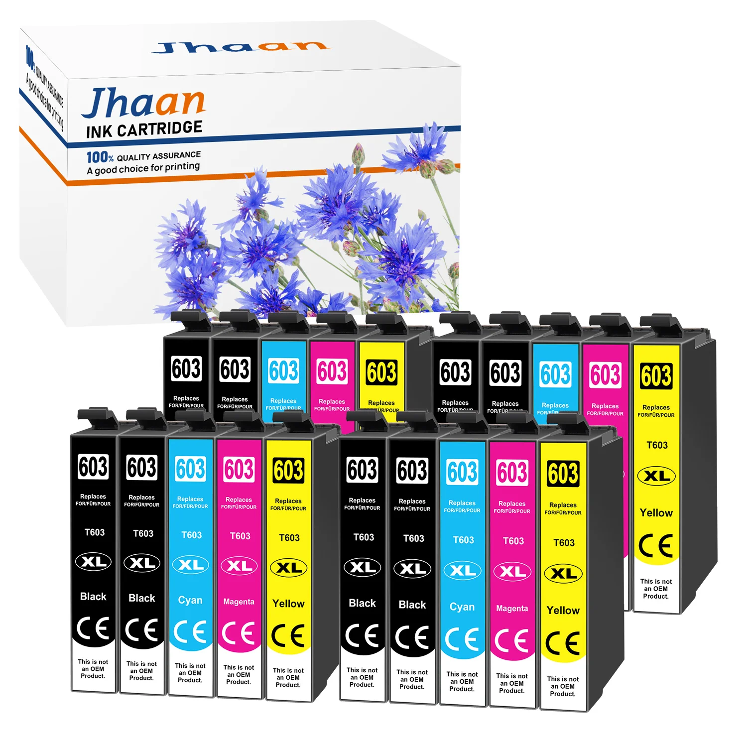 Jhaan 603 XL Druckerpatronen, kompatibel mit T603-Patronen für Expression Home XP-2100 XP-2150 XP-3100 XP-3105