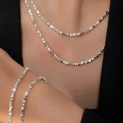925 Sterling Silver Bracelet Irregular Cube Square Beads Punk Necklace For Woman Girl Fashion Jewelry Gift Dropship Wholesale