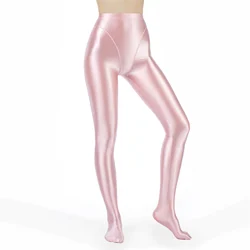 Mallas brillantes con calcetines para mujer, lencería elástica, Sexy, de cintura alta, para Yoga, Fitness y deportes