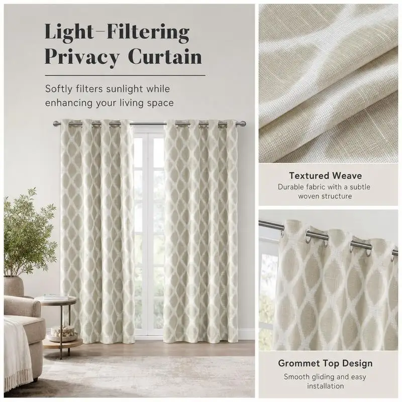 Printed Blackout Curtain Panel Single, 50x95 Inch Polyester Fabric, Silver Grommet Top Rod Pocket, Thermal Insulated Noise Reducing for Bedroom Living Room view 2