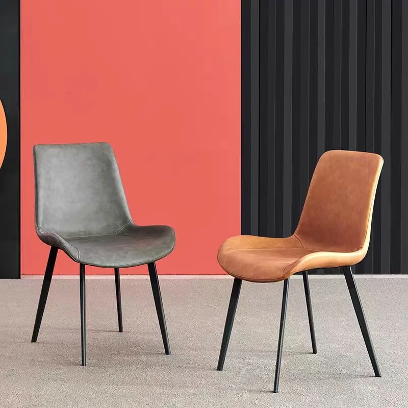 Modern Minimalist American European Compact Dining Chair Light Luxury Backrest Metal Kitchen Stool Dinning Table Chairs Muebles