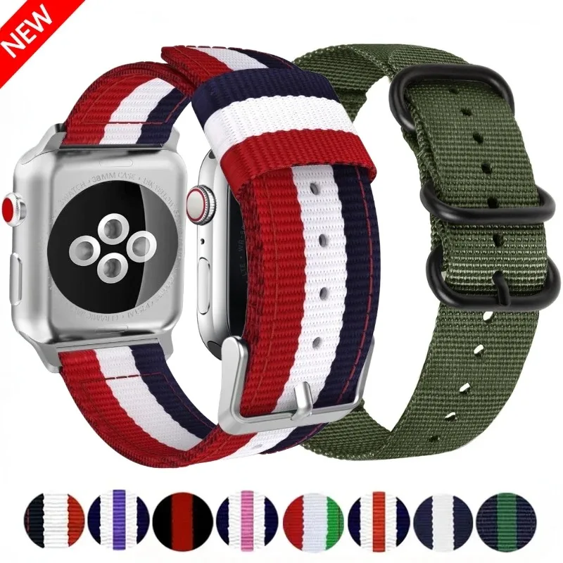 Nylon Canvas Strap For Apple Watch 10 9 8 7 45mm 41mm 44mm 42mm 46mm Ultra/2 49mm Fabric Bracelet Wristband For iWatch 6 5 4 SE