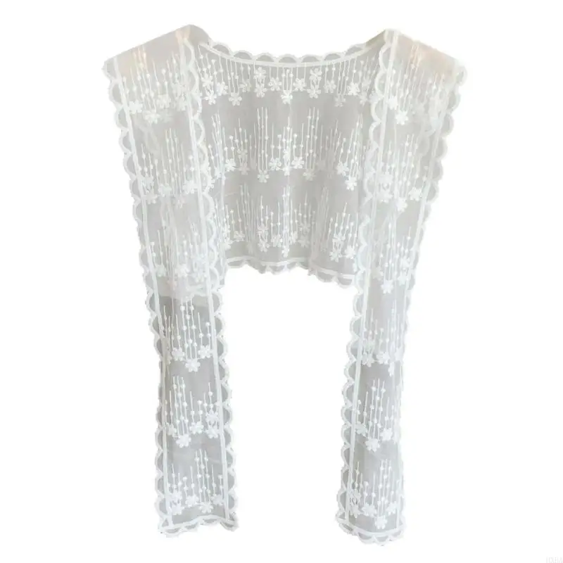 

HXBA Flower Lace Shawl Wrap for Women Fashion Tie Knot Front Mini Capes Waist Belt