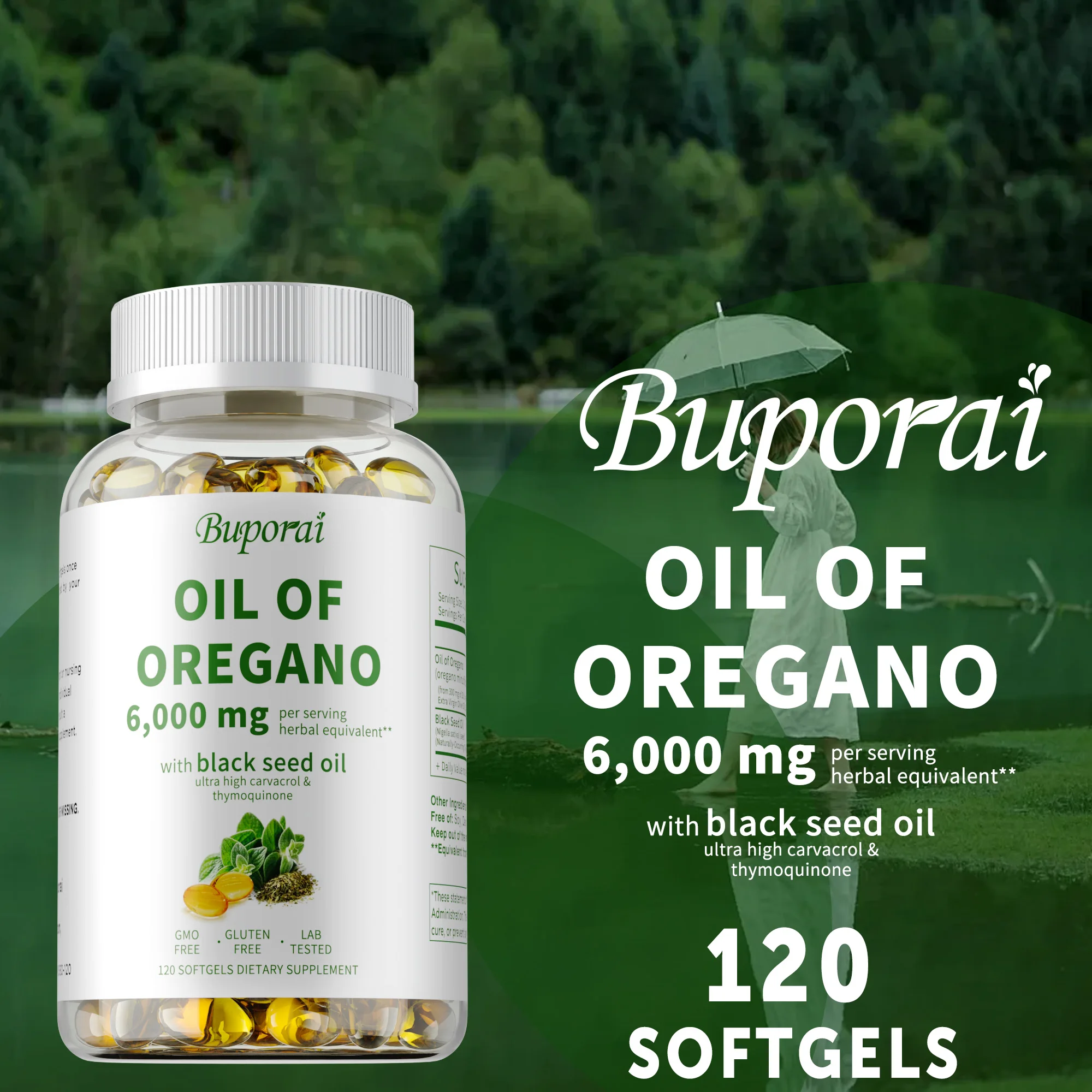 

Oil of Oregano Capsules - with Black Seed Oil, Antioxidants, Improve Mood, For Gut, Kidney and Digestive Health, Immune Support
