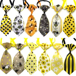 50pcs New Pet Dog Accessories Doggy Bow Tie Animal Bee Pattern Pet Collar Pet Small Dog Puppy Necktie Grooming Accessories