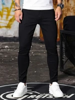 Jeans pour hommes, bleu ciel, noir, fermeture éclair, jeans stretch, coupe slim décontractée, pantalon pour hommes, taille plus, pantalon crayon, jeans skinny en denim pour hommes 2