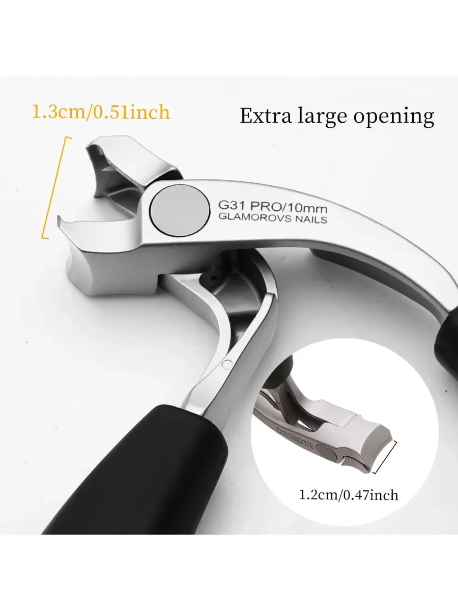 Coupe-ongles incurvé avec grande ouverture, rangement trois fois anti-éclaboussures, coupe-ongles pour personnes âgées, ongles épais, robustes