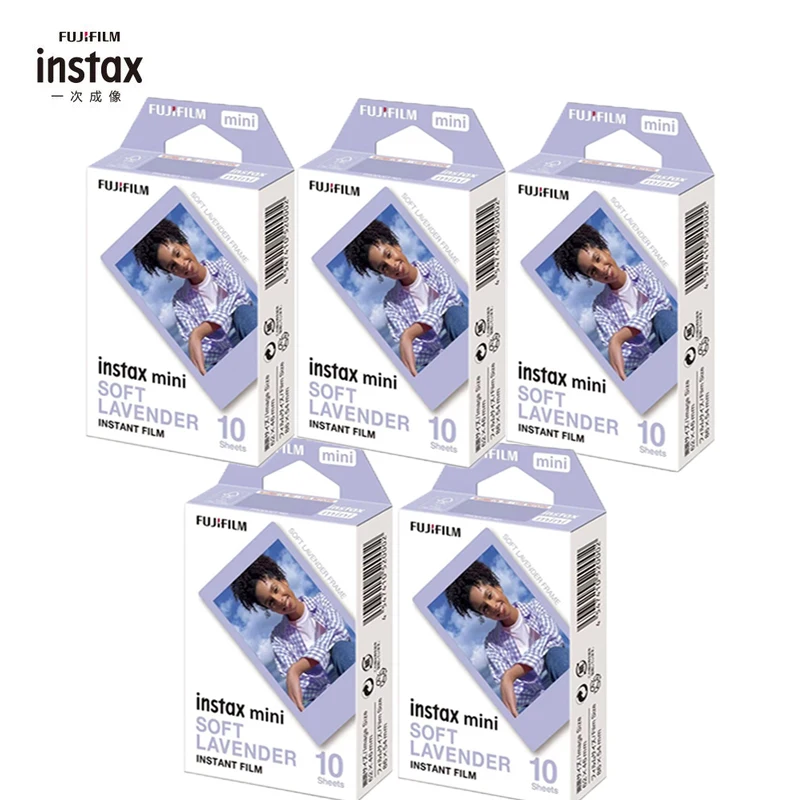 Цветная пленка Fujifilm Instax Mini, мягкая лавандовая пленка, 10-100 листов для камеры Fuji Mini 12 11 8 9 7s 25 26 70 Evo (Expiry-2026)