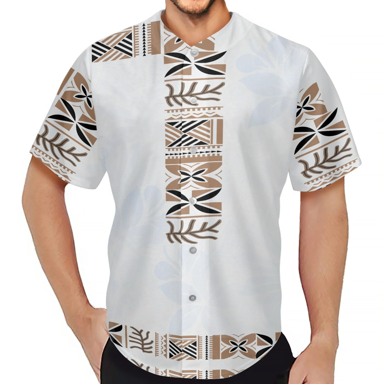 Summer Men Shirt Polynesian Tribal Clothing Samoa Hawaiian Fiji Tapa Floral Print Button Down Breathable Baseball Jersey 2024