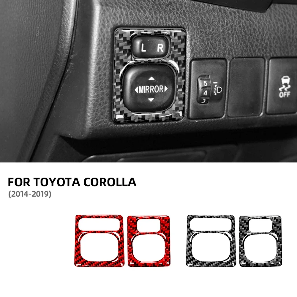 Carbon Fiber Black Fit for Toyota Corolla 2014 2015 2016 2017 2018 2019 Rearview Mirror Adjustment Acceccories Interior Stickers