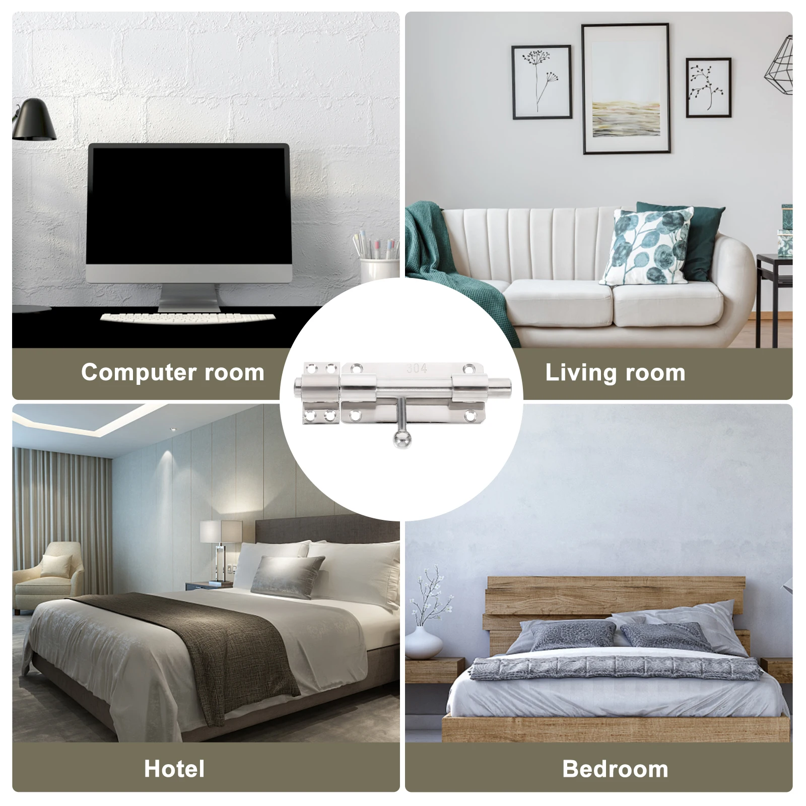 

Durable Stainless Steel Safety Door Lock Thickened Latch Bolt Home Window Security Privacy Bedroom Bathroom Door Locks