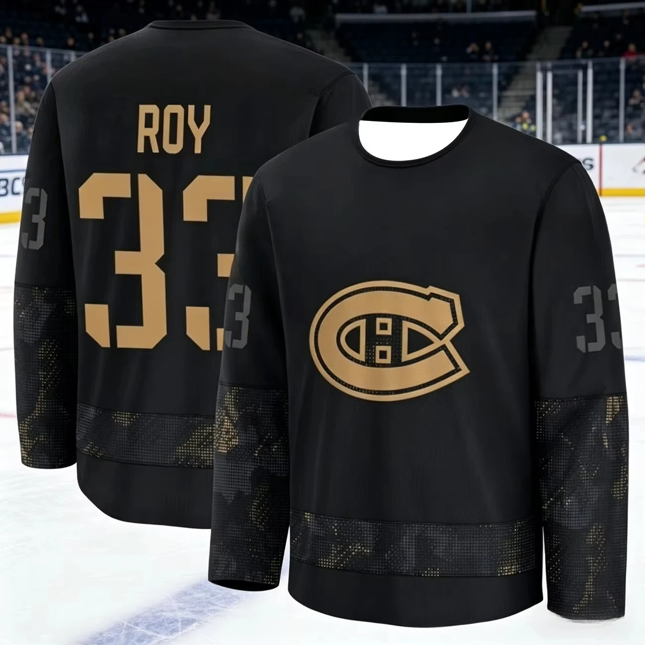 2026 Canadian Men Best-Selling Ice Hockey Training Suit Breathable, Quick-Drying Black and Gold Version Long Sleeved Top Family