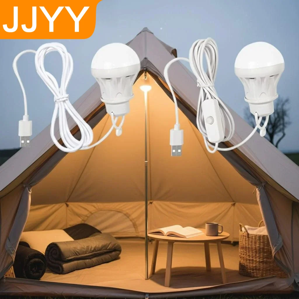 Portable USB Lantern for Camping Hiking Tent Lighting 5V LED Power Bank Lamp 100cm 240cm Adjustable Bright Atmosphere Light