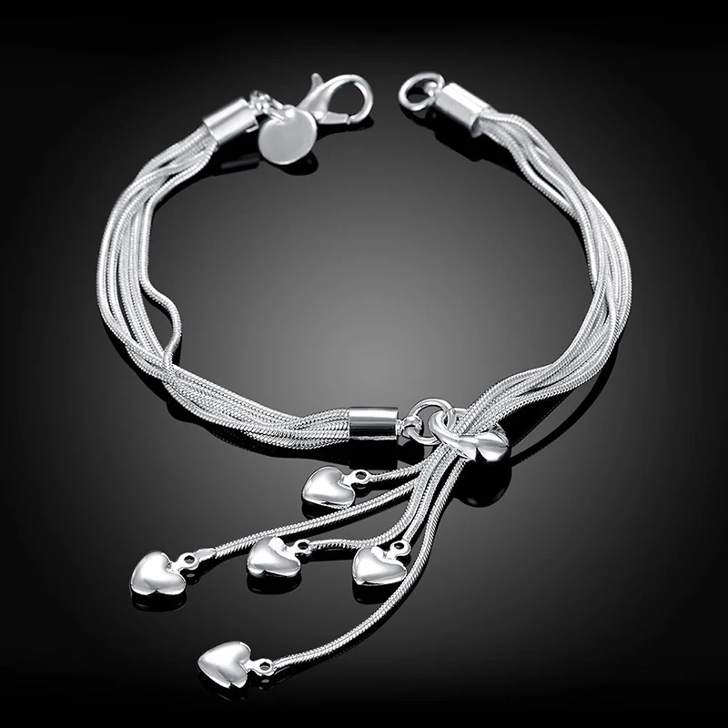 ENSHIR Five Lines Heart Bracelet for Women Simple Niche Design Cool Snake Bone Chain Jewelry Gifts Wholesale