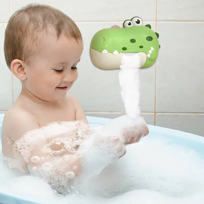 Electric Dinosaur Bath Bubble Machine Automatic Music Bubble Blower With Suction Cup Baby Bathing Water Playing Toddlers Toys