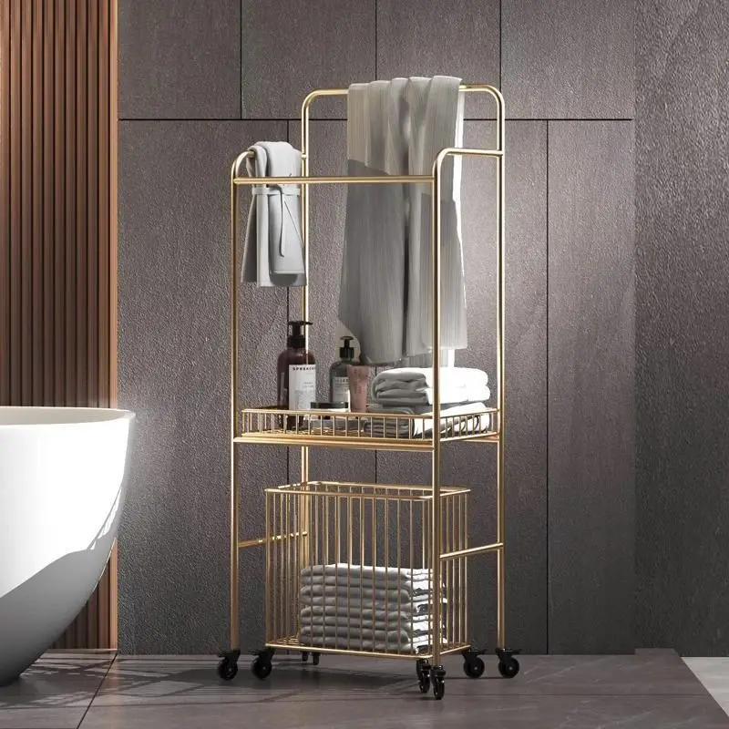 Light luxury bathroom floor towel rack household toilet washstand multi-layer rack Internet celebrity bathroom towel rack