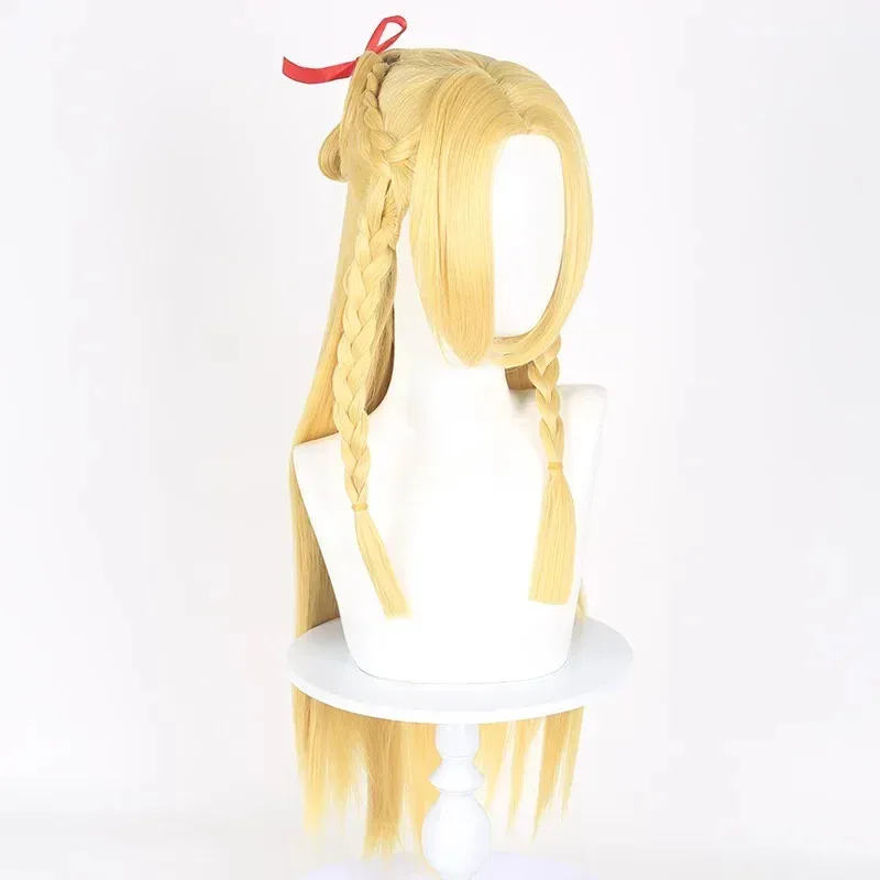 Anime Dungeon Marcille Donato 코스프레 가발 내열성 긴 노란색 머리 큰 엘프 귀 할로윈 파티 액세서리