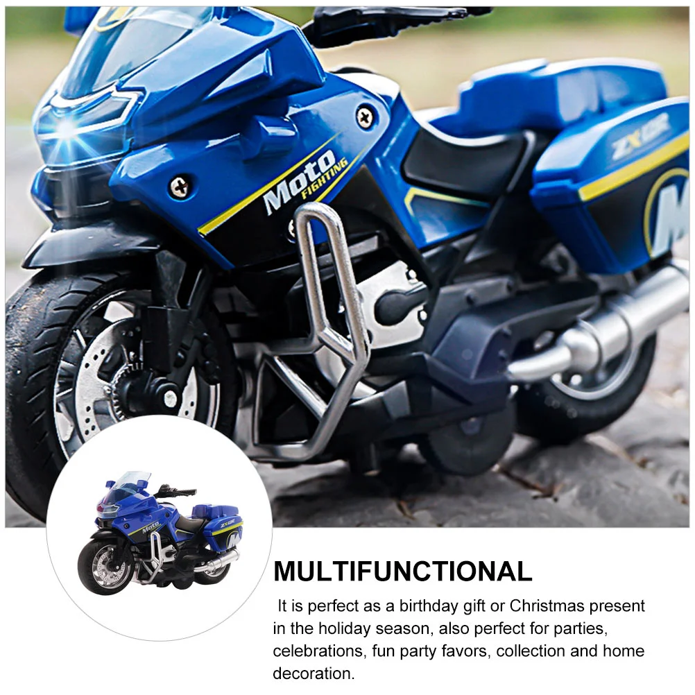 Kids Motorcycle Men's Racing Pull-back Toy Educational Toys Friction Powered Blue Preschool