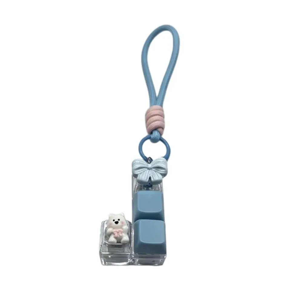 Portable 4 Grids Keyboard Clicker Keychain Rabbit Frog Bear Duck Cartoon Animal Stress Relief Keyring Desktop Decoration