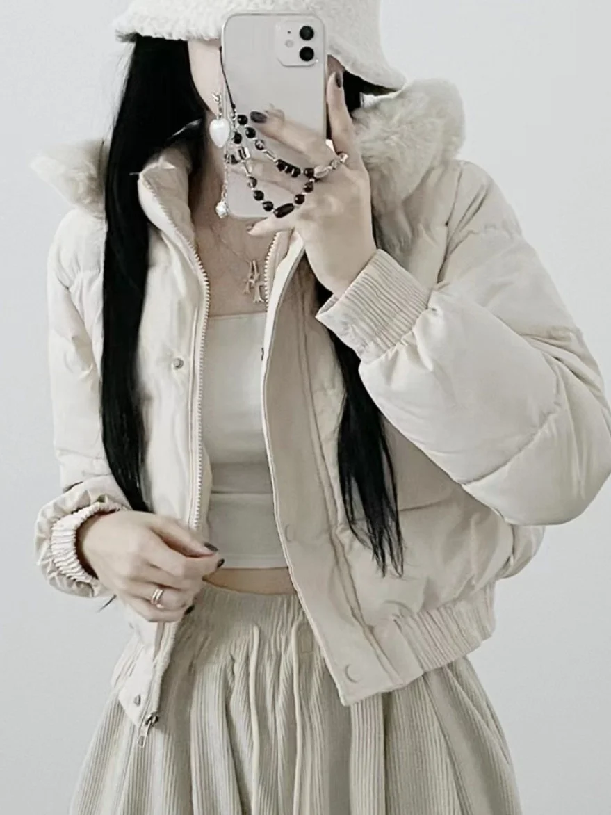 Chic Winter Thiened ort Bread Coat Women's Faionable Hooded Fce Lined Cotton Jaet Long Sve Outerwear
