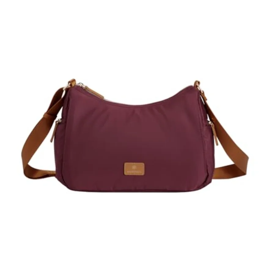 

Travel shoulder bag with RFID blocking pocket and hidden compartments, crafted from durable Siena leather in classic brown, ide