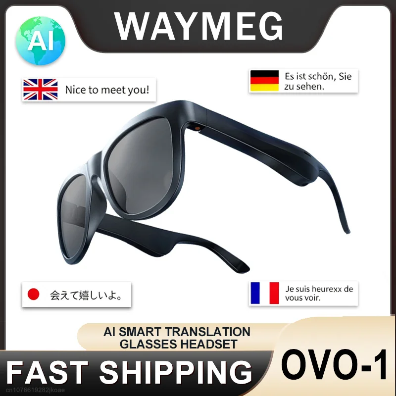 Fashion Smart Glasses OVO-1 AI Intelligent Translation Bluetooth Sunglasses Outdoor Sports Earphone Call Music Eyewear Headphone
