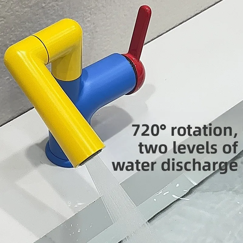 Bathroom Water Tap Universal Rotating Two-speed Water Outlet Hot and Cold Basin Faucet Multi-color Personalized Wholesale