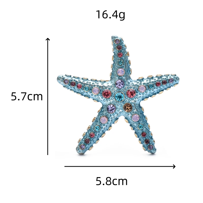 Wuli&baby 4 Colors Enamel Starfish Brooch Pin Sparkling Rhinestone Sea Animal Metal Badge Fashion Jewelry Accessory Gift