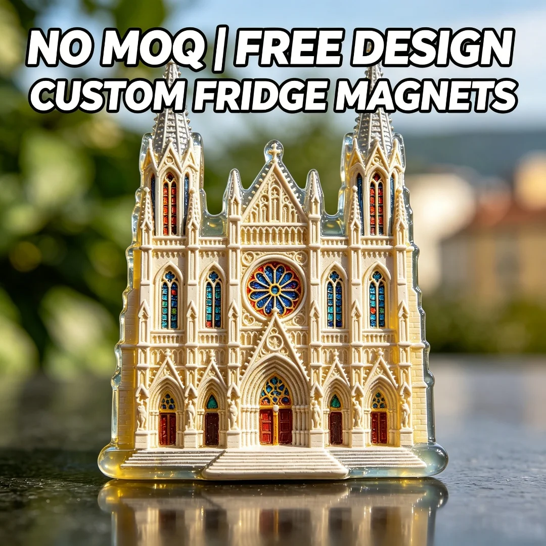 

Custom European Cathedral Fridge Magnets, Gothic Architecture Tourist Souvenir Refrigerator Magnet, Personalized Decor