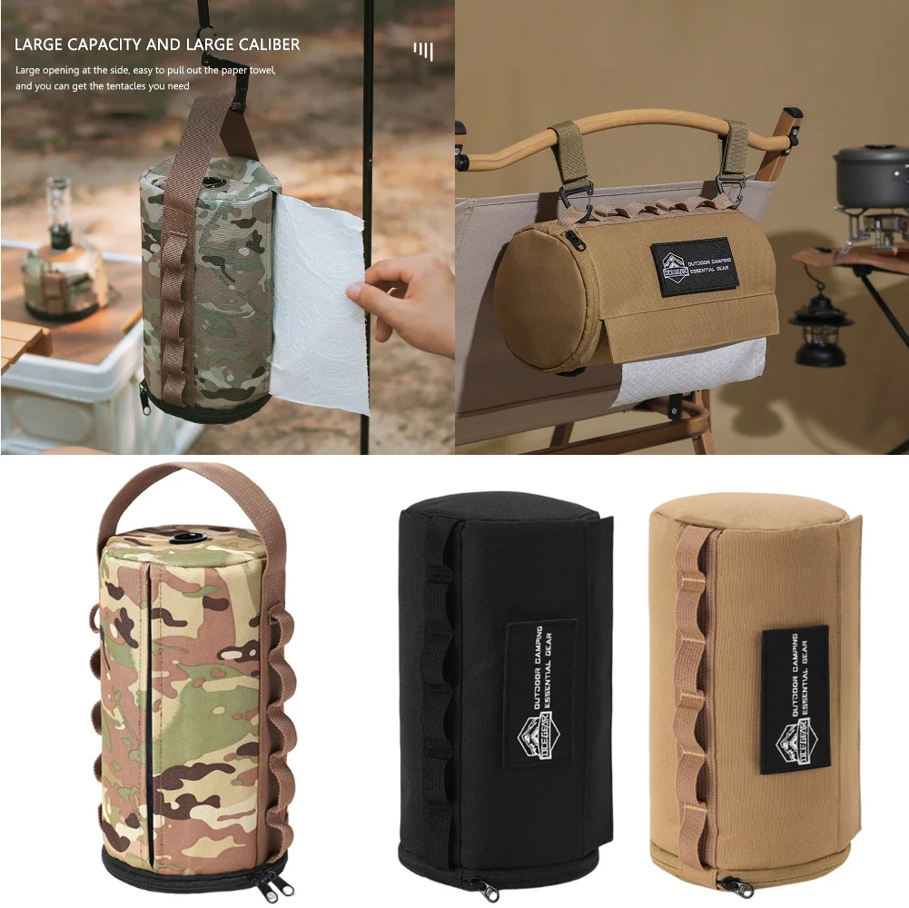 

Polyester Camping Paper Box Large Capacity Caliber Paper Drawer with Hanging Holes Hangable Kitchen Tissue Box Outdoor Equipment