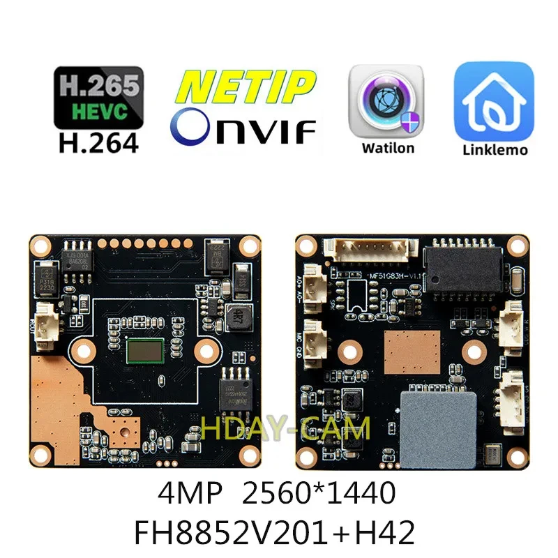 H42 FH8852V201+2053 IP Camera Module Board IRcut M12 Lens 4MP 2560*1440 25FPS ONVIF NETIP Human Motion Detect P2P Cloud Raidator