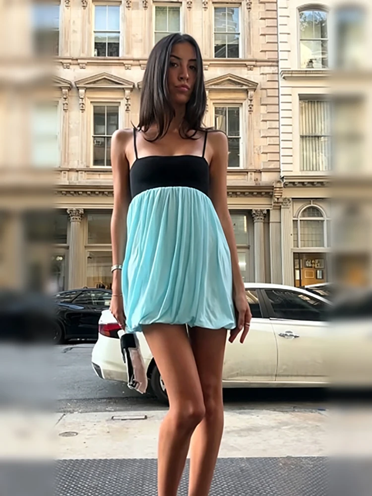 Verspieltes Y2k Kontrastfarben-Minikleid Schickes Süßes Sommer-Freizeitkleid für Damen Stylisches Trendiges Strand-Urlaubs-Date-Street-Outfit – Detail 3