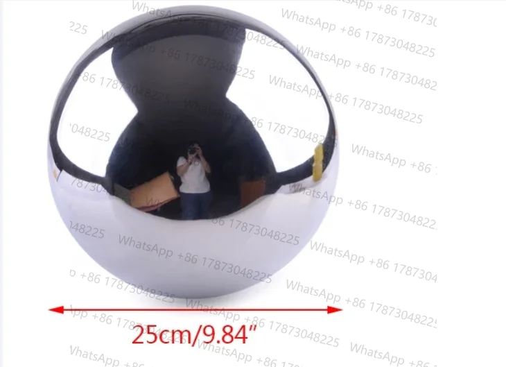 Silver Stainless Steel 250mm Mirror Sphere Hollow Ball Large Home Garden Ornament Decoration