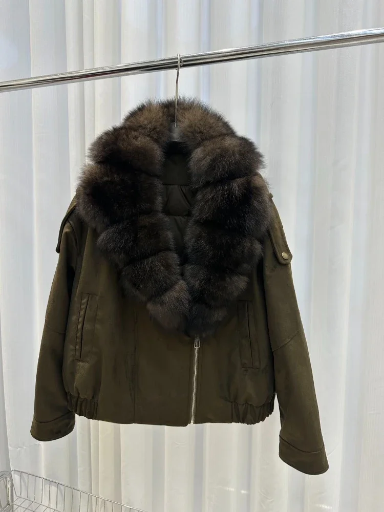 Manteau d’hiver pour femmes, en duvet d’oie, ultra-chaud, avec bordure en fourrure, veste matelassée légère, idéale pour les sorties quotidiennes et les voyages.
