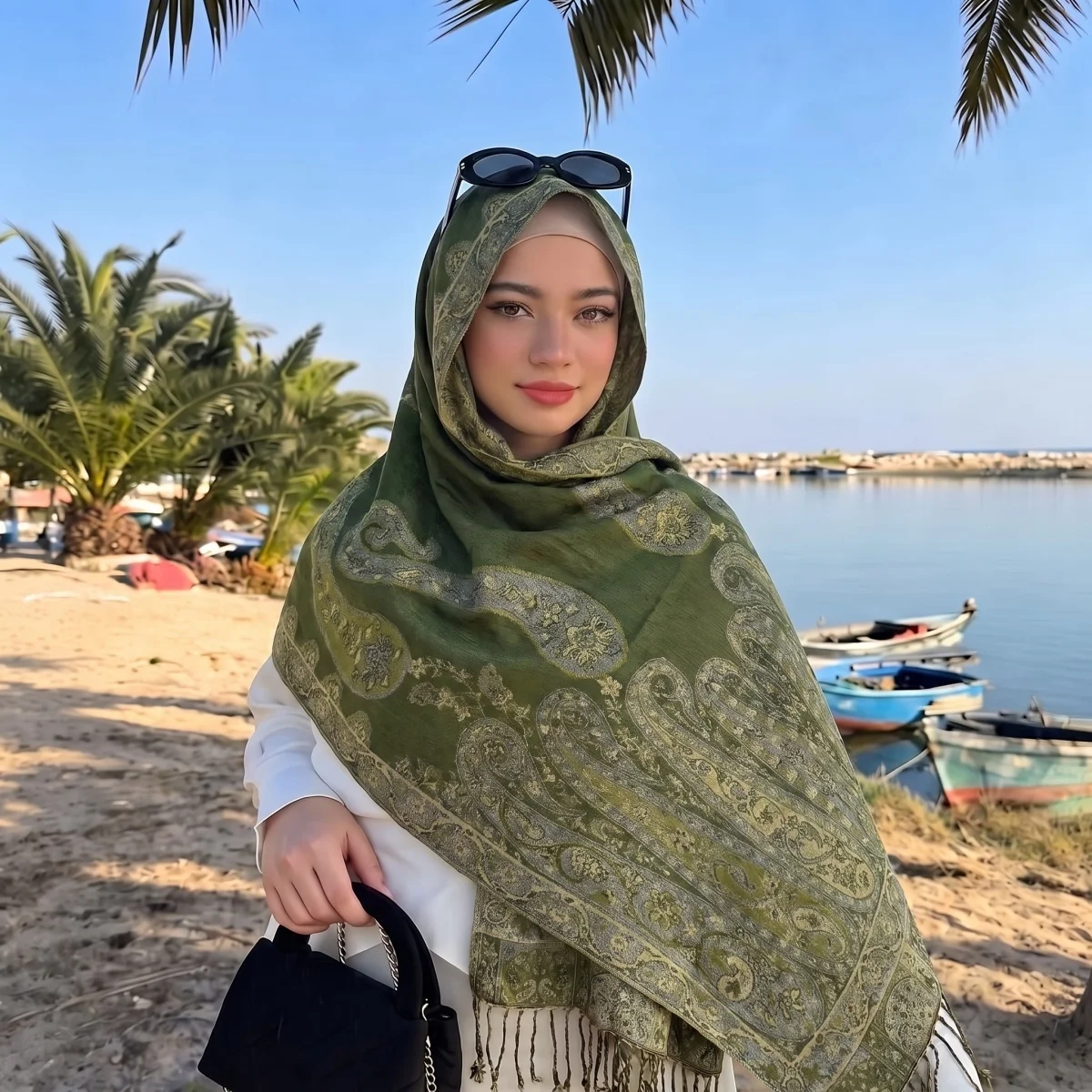 Cashmere Luxury Scarf Bandana Pashmina Shawl Hijab Wrap For Garden Party Mountain Camping Antique Flower Jacquard Light Fluffy