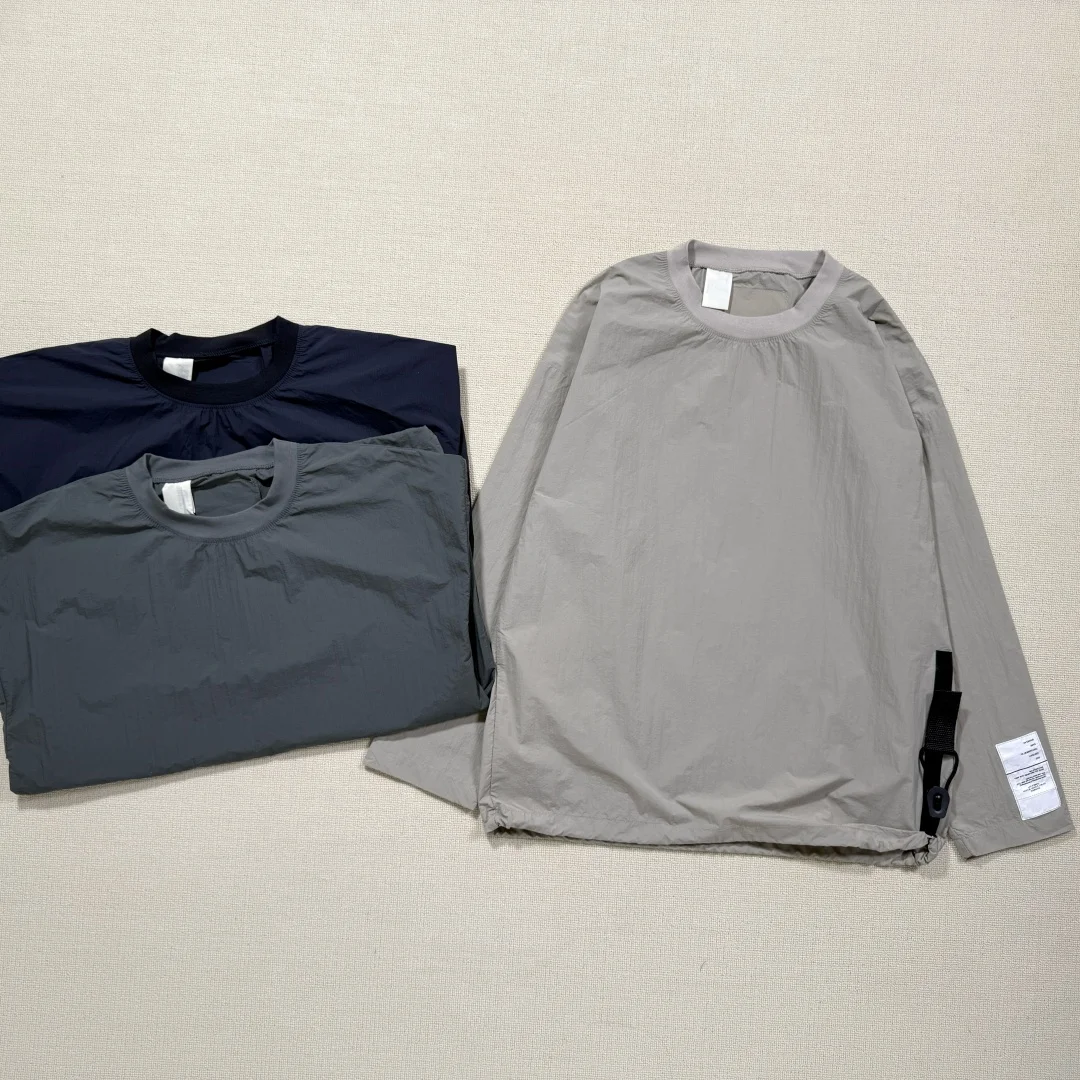 

Ultra-Light Nylon Military-Sle Hoodie Long Sve round Ne T-irt Loose Fit Windproof Outdoor Casual Men's Tee