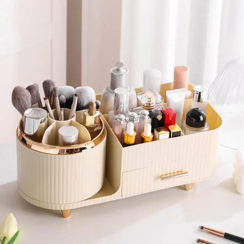 

Large Capacity Cosmetic Storage Box with Clear Drawer - Multi-functional Makeup Organizer for Dressing Table Skincare Products